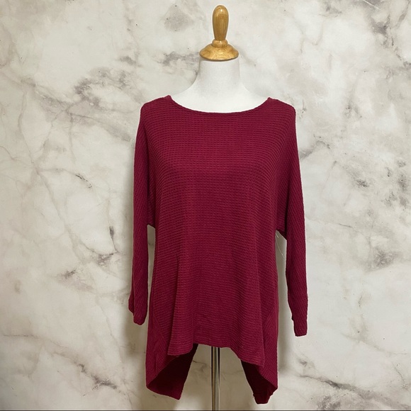 1.STATE Deep Rouge Knot Back Waffle Knit Top - Picture 9 of 11